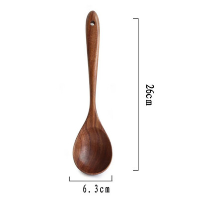 

1 pcs Natural Acacia Wood Tableware Spoon Ladle Turner Cooking Spoons Scoop Kitchen Tool Long Rice Colander Soup Skimmer Set