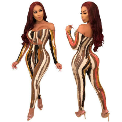 

Women Long Sleeve Print Playsuit Ladies Summer Romper Long Jumpsuit Trousers