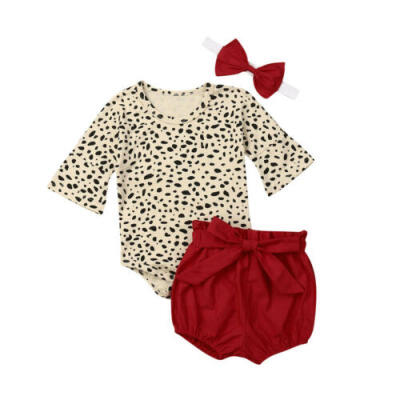 

Cute Newborn Baby Girls Leopard Print Outfits Clothes Romper Shorts Headband Set