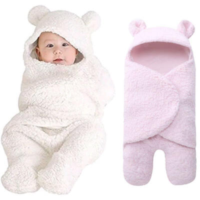 

Newborn Baby Swaddle Sleeping Wrap Plush Cotton Receiving Blanket Photo Prop