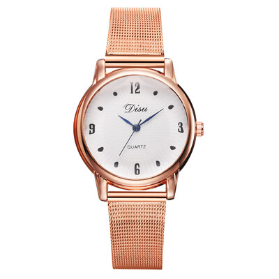 

Disu Luxury Rose Gold Mesh Women Watches Ladies Clock Fashion Diamond Female Quartz Wristwatches relogio feminino zegarek damski