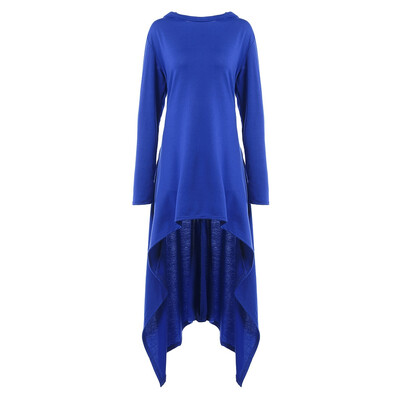 

High Low Hooded Dress with Long Sleeves