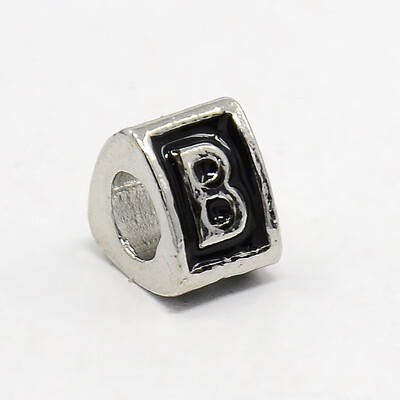 

Platinum Tone Zine Alloy Enamel European Beads Large Hole Triangle Beads with LetterB 9x9x7mm Hole 5mm