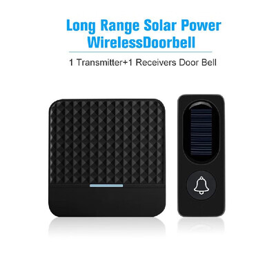 

300M1000ft Long Range Solar Power Wireless Waterproof Doorbell Light Control Sensor with 1 Transmitter2 Receiver 52 Melodies 4 V