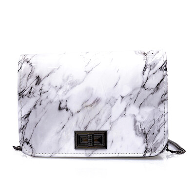 

JHD Women Fashion Marble Pattern Glossy Leather Chic Chain Bag Shoulder Bag Handbags Messenger Bag