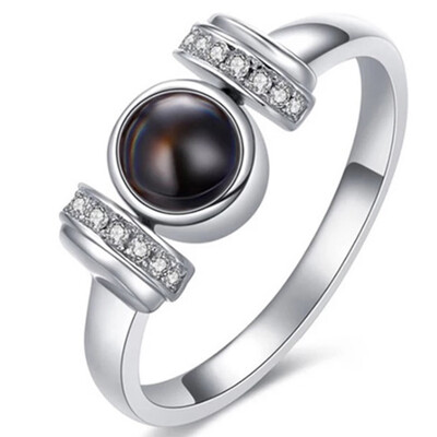 

New Fashion Rose Gold Silver Color I Love You In 100 Languages Ring Microscopic Carvings Light Projected Rings Jewelry