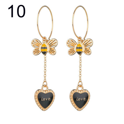 

Fashion Women Hollow Circle Heart Leaf Long Chain Dangle Hoop Earrings Jewelry