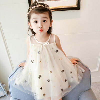 

Toddler Kids Baby Girls Dress Stars Sequins Tulle Party Pageant Princess Dresses