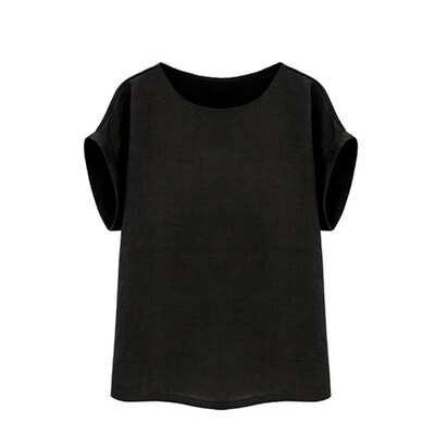 

Casual Short Sleeve Women Summer O-neck T Shirt Solid Color T-shirt Loose Unisex T-shirt