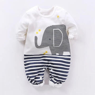 

Cute Kids Baby Girls Boy Elephant Striped Romper Jumpsuit Outfits Cotton Clothes Fashion