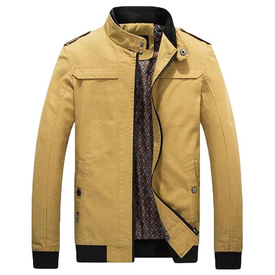 

Fashion Men Winter Solid Color Jacket Stand Collar Long Sleeve Zipper Pocket Button Splicing Casual Coat Outerwear