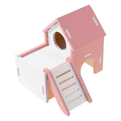 

Cute Wood Viewing Deck Ladder Hamster House Small Pets Rat Mouse Hut Nest
