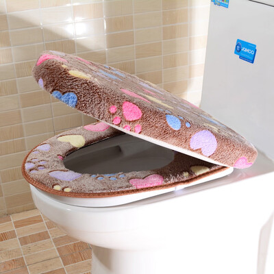 

Thick Coral Velvet Luxury Toilet Seat Cover Set Soft Warm Toilet Case Waterproof Bathroom Wc Cover