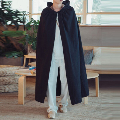 

Mens Vitange Poncho Cape Hoodie Sorcerer Cosplay Coat Cardigan Pullover Cloak