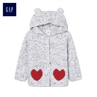 

GAP flagship store newborn love pattern flat weave long sleeve hooded sweater 404811 light sense bright white 3-6M