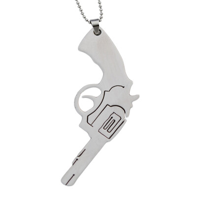 

Cool Stainless Steel Gun Pendant Necklaces Men Jewelry Steel Male Gun Shape Necklaces & Pendants