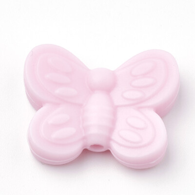 

Food Grade Environmental Silicone Beads Chewing Beads For Teethers DIY Nursing Necklaces Making Butterfly Pink 20x25x6mm Hol