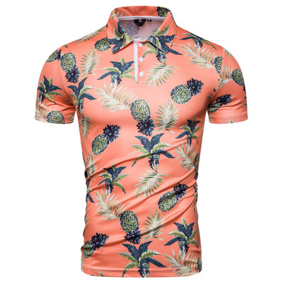 

Tailored Men Summer Slim Loose Hawaii Short Sleeve Printed Turn-down Collar T-shirt Tops