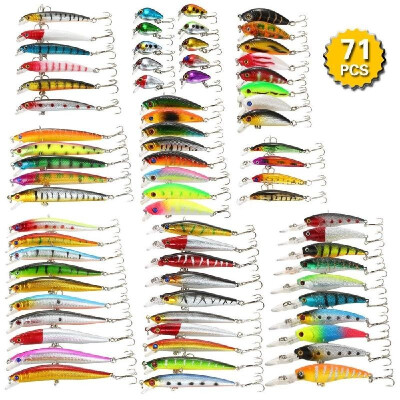 

48PCS Mixed Size Minnow Fishing Artificial Lures Baits Crank Baits Hook Bait Tackle Lure Kit Set