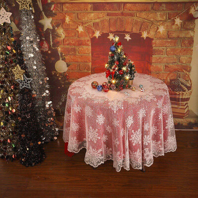 

〖Follure〗Christmas Table Cloth Cover White Vintage Lace Tablecloth Home Party Xmas Decor