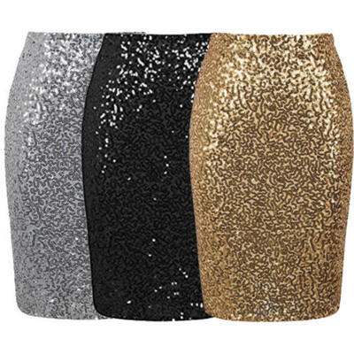 

Women Slim Sexy Sequin Skirt Stretch Bodycon Sparkle Mini Skirt Party Long Dress