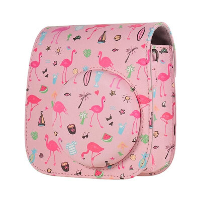

Portable Instant Camera Case Bag PU Leather Cute Patterns with Shoulder Strap Compatible with Fujifilm Fuji Instax Mini 988s8