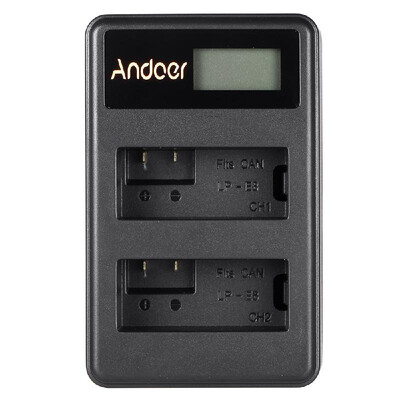 

Andoer LP-E8 Rechargeable LED Display Li-ion Battery Charger Pack 2-Slot USB Cable Kit for Canon Rebel T3i T5i T4i T2i EOS 600D 55