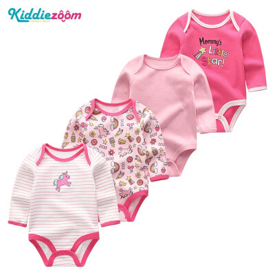 

Long Sleeve Baby Boys Clothes Newborn Bodysuits Clothing Sets 4PCS Roupa de bebe Unicorn Baby Girls Clothes Rompers 0-12M Purple
