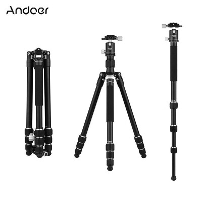 

Andoer Portable 60 Inch Travel Tripod Camera Monopod Aluminum Alloy with 360 Degree Ball Head Quick Release Plate Carry Bag for Ca