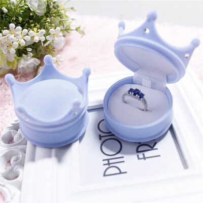 

FUNNYBUNNY Crown Flock Velvet Ring Display Box Earring Stud Necklace Jewelry Case Gift