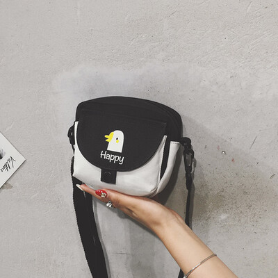

Ins canvas small bag female 2019 Korean chic literary girl small bag fashion printing shoulder Messenger bag