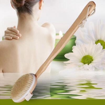 

Natural Wood Bath Shower Body Back Brush Bristles SPA Long Handle Scrub Massage