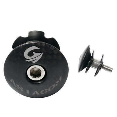 

New ASIACOM bicycle carbon fiber top cap cover with steel swell suspended heronsbill nut use for alloy bike fork Free shipping