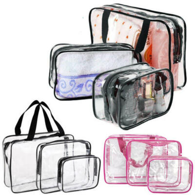

SML Clear Toiletry Cosmetic Transparent Set PVC Bags Travel Makeup Bag Pouch UK