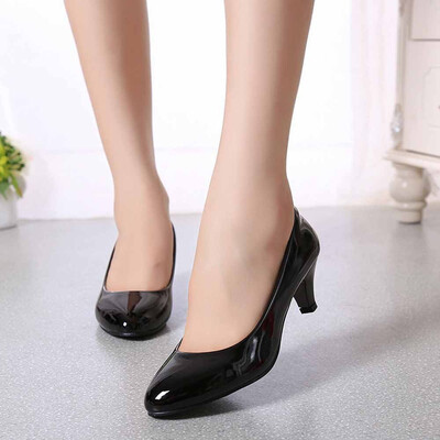 

Rose Women Patent Leather Shallow Mouth Single Shoes Business High Heels Pointed Shoe
