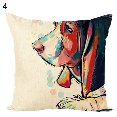 

45x45cm Colored Painting Dog Throw Pillow Case Cushion Cover Sofa Bed Decor