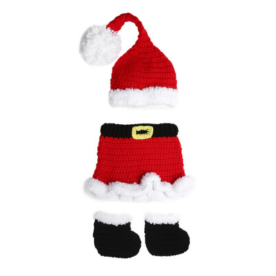 

3pcs Newborn Baby Infant Crochet Knit Xmas Santa Costume Photography Props