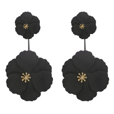 

Women Sweet Camellia Flower Dangle Two Wear Stud Earrings Party Jewelry Gift