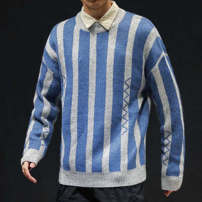 

Toponeto New style For Men Autumn And Winter Fashion Stripe Pullover Long Sleeve Blouse