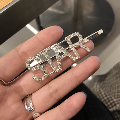 

Alloy Hairpin Rhinestone English Letter Barrette Personality Word Women Hair Clips Hairclip Female Hair Accessories 8 Models