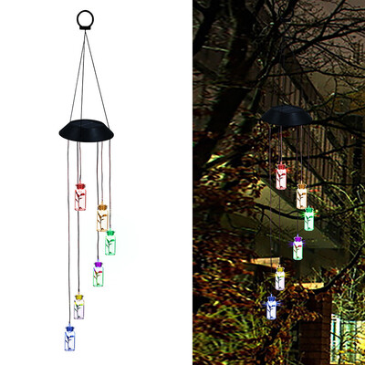 

〖Follure〗Color Changing LED Solar Wind Chime Drift Bottle Wind for Gardening Lighting