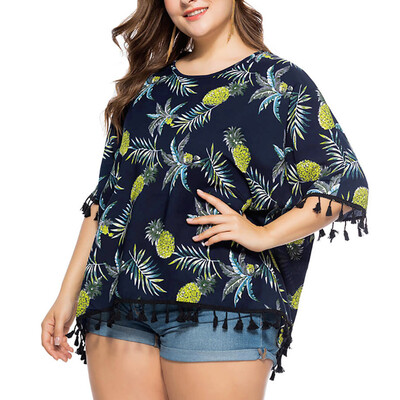 

Nomeni Women Swimsuit Beach Cover Up Shirt Plus Size Bathing Suit Pinted Blouse Tops
