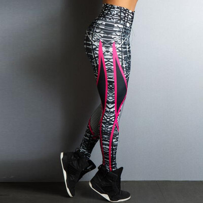 

New European&American geometric lines digital printing yoga leggings hip high waist leggings bodybuilding yoga pants women bla