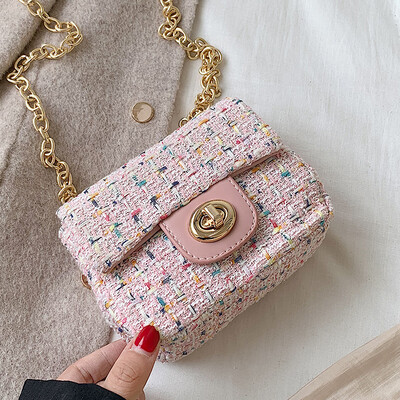 

On the new small bag women 2019 new tide Korean version of Joker chain messenger bag fashion woolen cloth shoulder bag