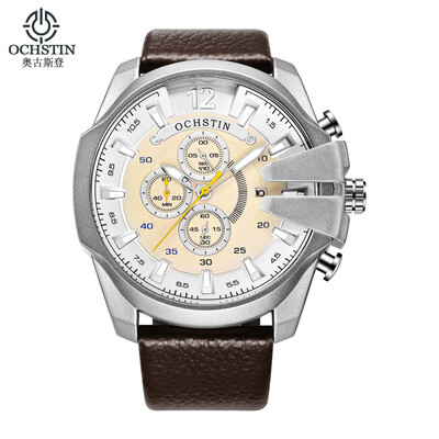 

Augustus OCHSTIN multi-function three-eye calendar multi-function leather mens watch mens watch
