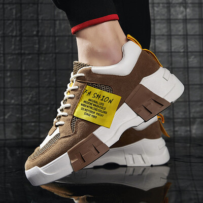

Sports shoes men 2019 autumn new breathable mesh shoes students thick bottom increased old shoes casual running shoes