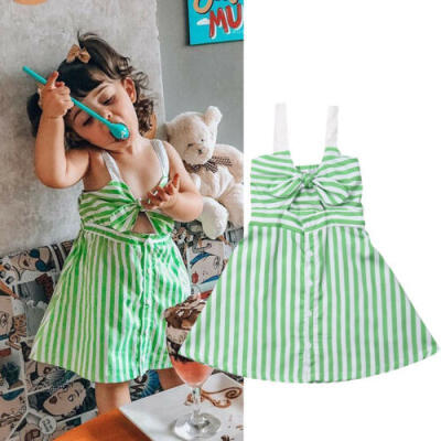 

Summer Toddler Baby Girl Kid Party Dress Front Bow Sundress Clothes Age 2-6Years