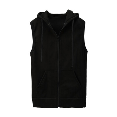 

Gobestart Fashion Men Sleeveless Solid Hooded Waistcoat Slim Jacket Blouse Tops Shirt