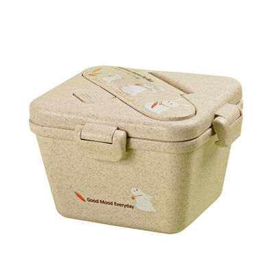 

Japanese Style Square Wheat Straw Thermal Insulation Lunch Container Microwave Oven Student Sushi Dinner Box Fashion Sealed