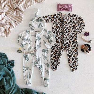 

UK Infant Baby Girl Boy Leopard Clothes Long Sleeve Romper Bodysuit Jumpsuit Set